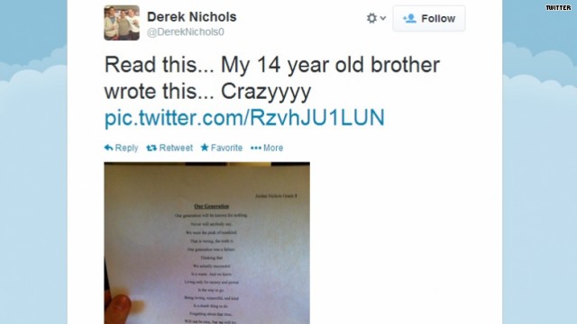 A poem written by 14 year old boy gone viral because it is also readable from bottom