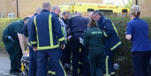 Emergency services were called after a boy got stuck into the drain