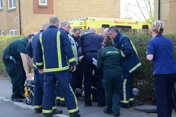 Emergency services were called after a boy got stuck into the drain