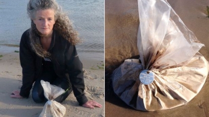 A swimmer found a plastic bag of human ashes floating at the beach