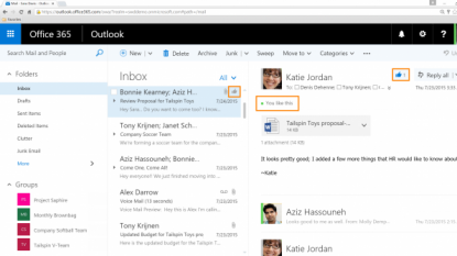 Outlook on the Web will soon offer likes and mentions